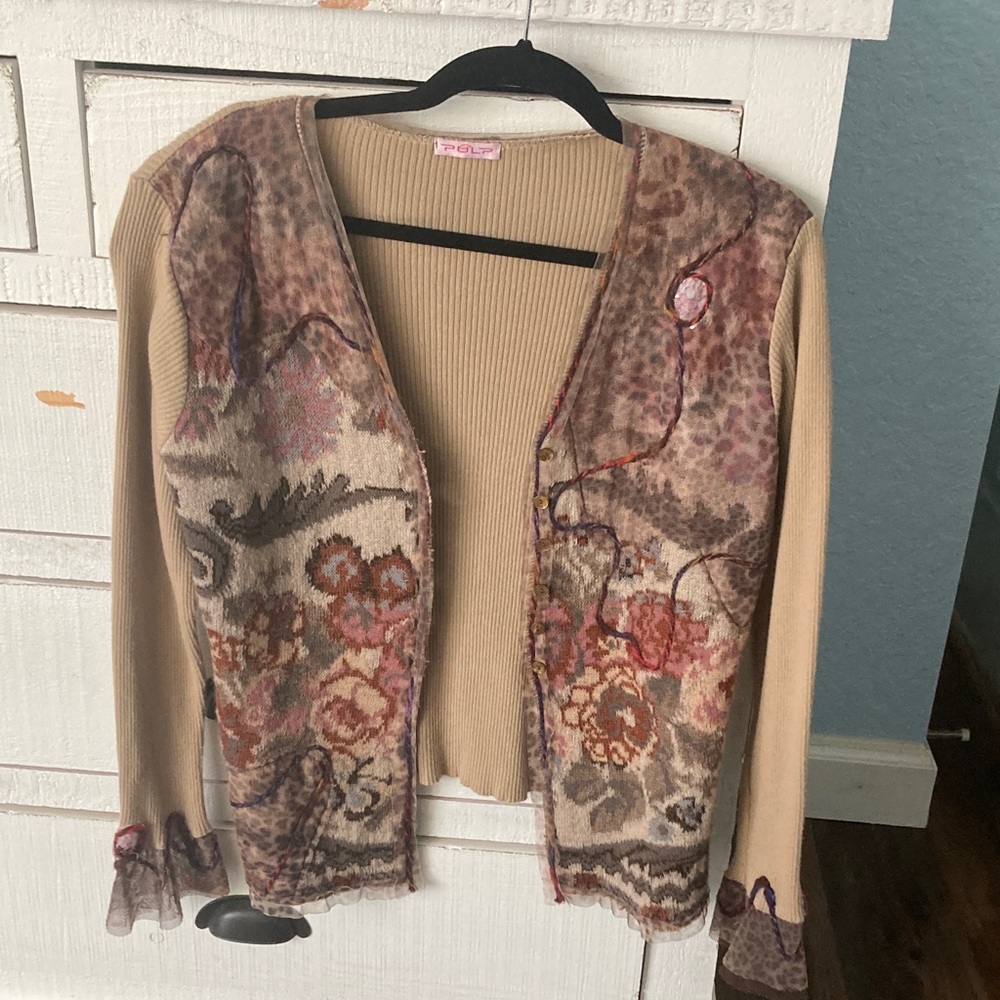 Elegant Beige and Multicolor Cardigan